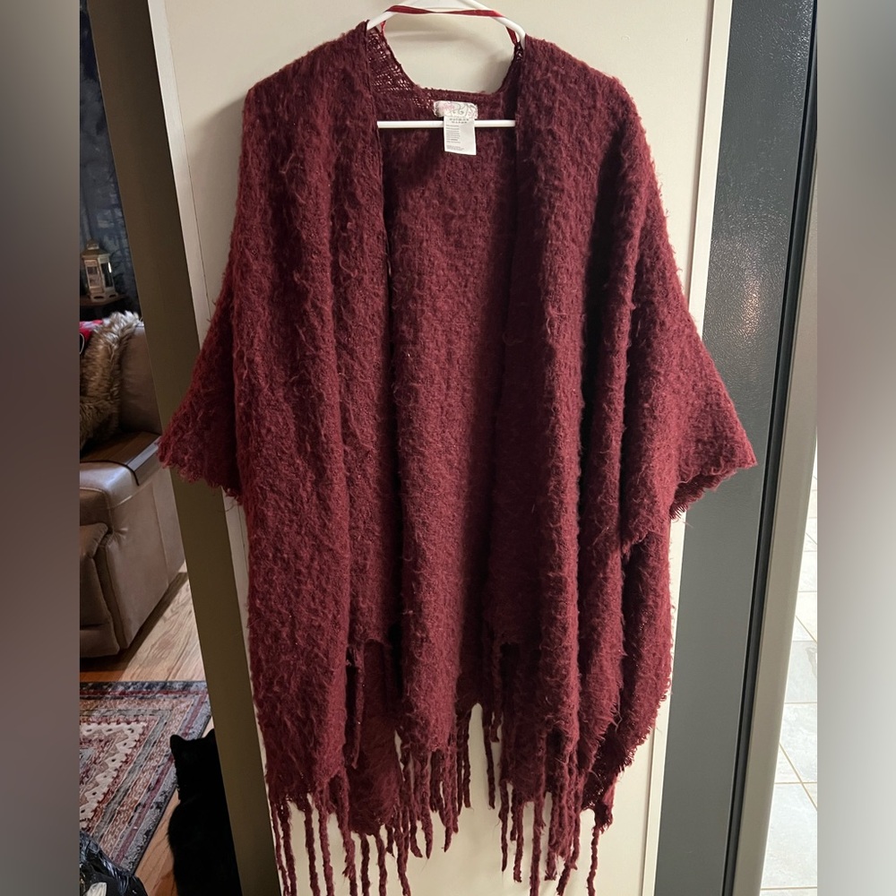 Free people blanket shaw poncho